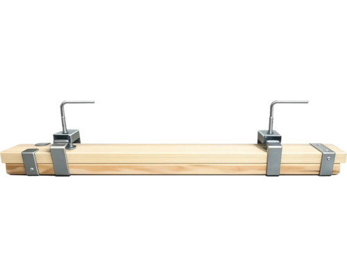 Bankknecht aus Holz mit Metallklemmen