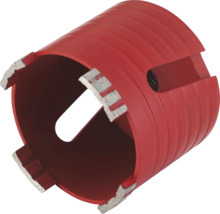 Trépan diamanté rouge avec segments de coupe pour le perçage dans la pierre et le béton.