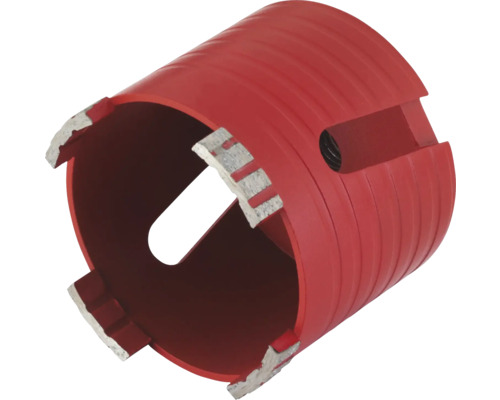 Trépan diamanté rouge avec segments de coupe pour le perçage dans la pierre et le béton.