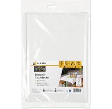 Nappe pour table de fête HEKU blanche, enduite, imperméable et lavable, 2,4 par 0,8 mètre, certifiée FSC.