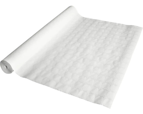 Rouleau blanc de papier peint intissé à peindre avec structure géométrique carrée.