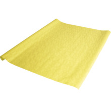 Rouleau de papier crépon jaune pour le bricolage et la décoration, partiellement déroulé.