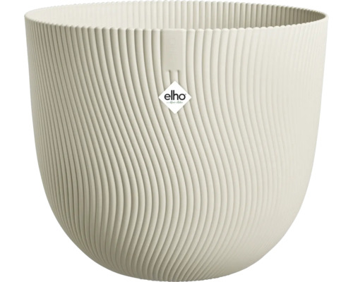 Cache-pot elho avec structure nervurée ondulée blanc crème.