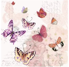 Dekoratives Design mit verschiedenen Schmetterlingen, Blumenmustern und Schreibschrift.