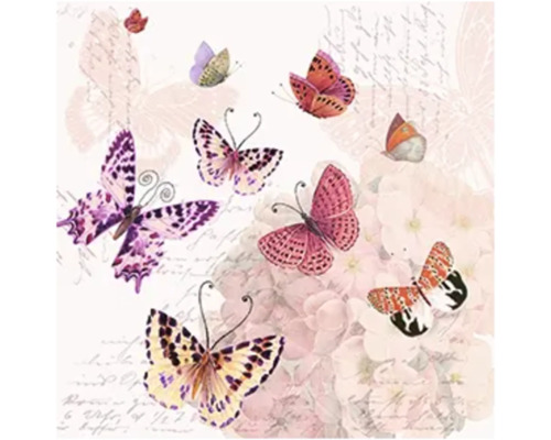 Dekoratives Design mit verschiedenen Schmetterlingen, Blumenmustern und Schreibschrift.