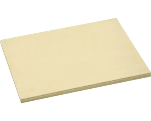 Panneau de contreplaqué rectangulaire en bois clair avec couches de placage visibles sur le bord.