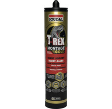 Soudal T-Rex Montage Gold Montagekleber für innen und außen, wasserfest, hohe Anfangshaftung von 300 Kilogramm pro Quadratmeter.