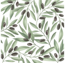 Motif de papier peint avec branches de olivier, feuilles et olives style aquarelle