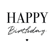 Texte Happy Birthday avec un symbole de cœur.