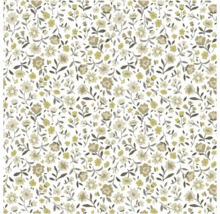 Papier peint avec un petit motif floral composé de fleurs et de feuilles.