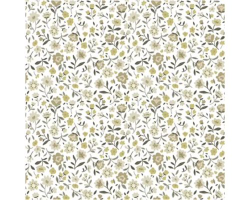 Papier peint avec un petit motif floral composé de fleurs et de feuilles.