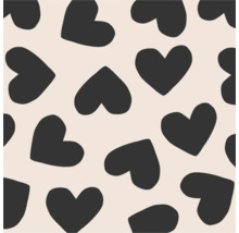 Motif de papier peint avec des cœurs noirs irréguliers de style fait à la main.