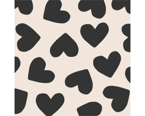 Motif de papier peint avec des cœurs noirs irréguliers de style fait à la main.