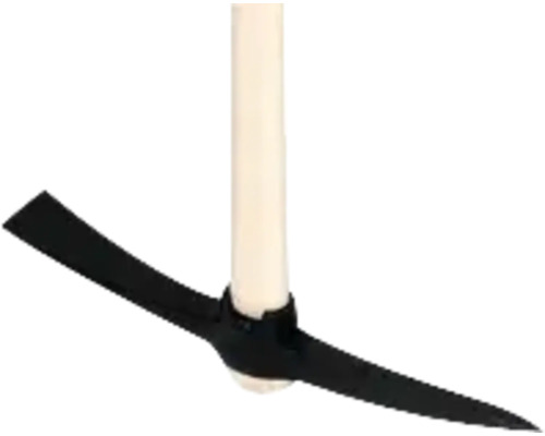 Kreuzpickel mit Stiel 2,5 kg 100 cm Kreuzhacke mit Holzstiel und zweiseitigem Metallkopf, eine Seite spitz und eine Seite flach.