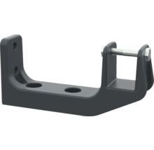 Support métallique gris foncé avec trous de fixation et un boulon hexagonal.