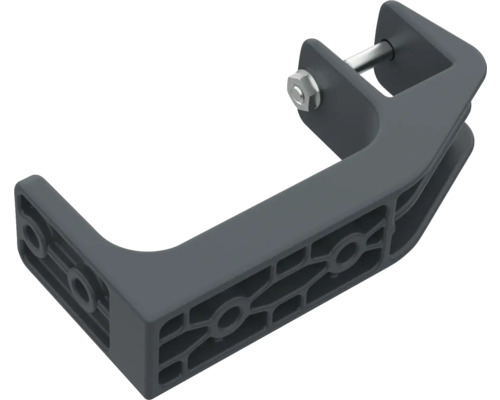 Support de fixation gris foncé en plastique avec vis et écrou pour le montage de panneaux.