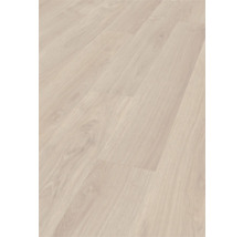Laminatboden mit heller Holzmaserung in Dielenoptik.