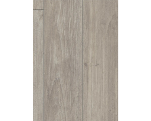 Laminatboden in Holzoptik mit Eichenmaserung und Dielenstruktur.