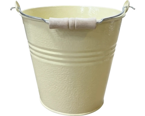 Metalleimer mit Drahtbügel und Holzgriff