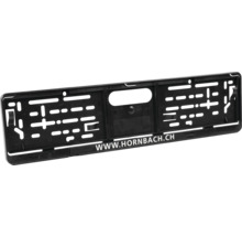 Universal-Kennzeichenhalter aus schwarzem Kunststoff mit Hornbach Webadresse auf der unteren Leiste.