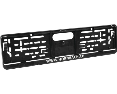 Universal-Kennzeichenhalter aus schwarzem Kunststoff mit Hornbach Webadresse auf der unteren Leiste.