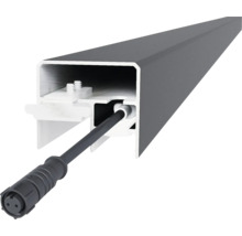 Profilé en aluminium anthracite avec câble intégré et connecteur pour systèmes d'éclairage LED.