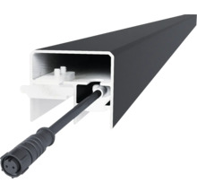 Profilé LED en aluminium pour toits de terrasse avec câble et connecteur intégrés.