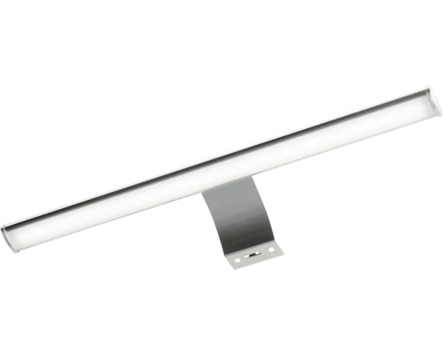 Lineare LED-Spiegelleuchte für das Badezimmer mit metallischer Halterung.