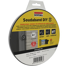 Bande d'étanchéité Soudal Soudaband DIY, noire, largeur 10 millimètres, longueur 12,5 mètres, expansion 1 à 3 millimètres, étanche à l'air et aux UV.