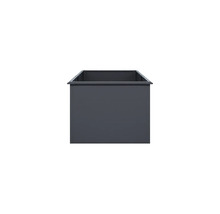 Carré potager rectangulaire en métal gris foncé.