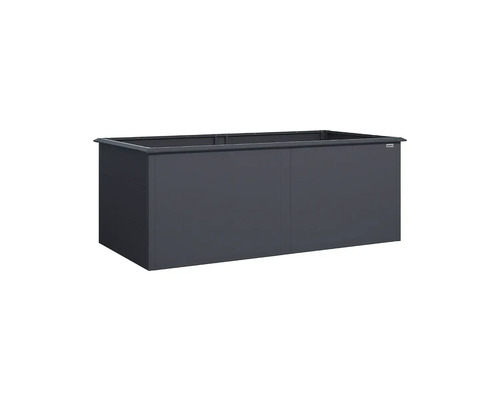 Carré potager surélevé rectangulaire en métal gris anthracite.