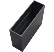 Jardinière haute et rectangulaire en métal de couleur anthracite pour le jardin et la terrasse.