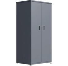 Armoire de jardin Weka en métal avec deux portes, serrure et pieds réglables.