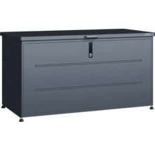 Weka Gartenbox aus Metall in Anthrazit, abschließbar, mit Griff und verstellbaren Füßen.