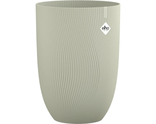 Pot de fleurs haut en plastique avec surface nervurée et Elho Logo.