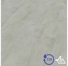 Revêtement de sol aspect béton, résistant à l'eau jusqu'à 72 heures et résistant aux chocs.