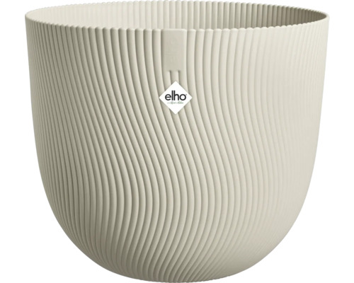 Blumentopf Elho Sereh Kunststoff Ø 29,5 cm H 25,3 cm beige Cremeweißer runder Elho Kunststoff-Blumentopf mit vertikaler Wellenstruktur und Elho Logo.