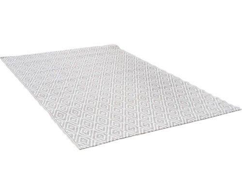 Teppich mit geometrischem Rautenmuster in Grau und Weiss