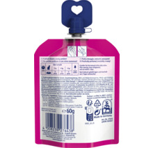Dos d'un sachet de friandises pour chats Vitakraft de 60 grammes avec bouchon en forme de cœur, Vitakraft Logo et conseils de nutrition.