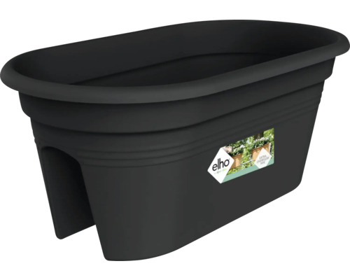 elho Balkonkasten aus Kunststoff für Geländer, schwarz.