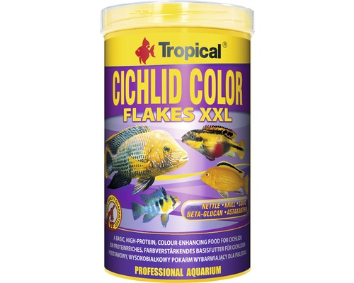 Nourriture en flocons Tropical Cichlid Color XXL 1 l Tropical Cichlid Color Flakes XXL nourriture pour poissons bocal