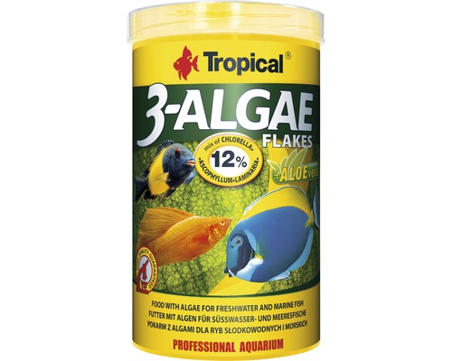 Nourriture en flocons Tropical 3-Algae Flakes 1 l Tropical 3-Algae Flakes nourriture pour poissons d''eau douce et d''eau de mer