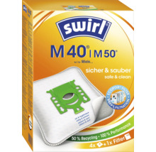 Swirl Staubsaugerbeutel M40 und M50 für Miele Staubsauger, Packung mit 4 Beuteln und 1 Filter, Ecopor Filter für 99,99 Prozent Filtration.