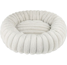 Panier rond de couleur crème pour animaux en peluche douce en forme de donut pour chiens et chats.