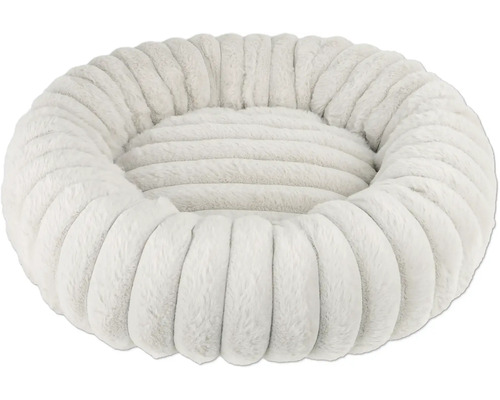 Panier rond de couleur crème pour animaux en peluche douce en forme de donut pour chiens et chats.