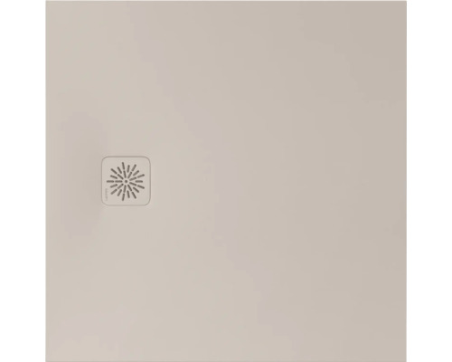 Receveur de douche carré beige avec grille de recouvrement intégrée de Laufen.