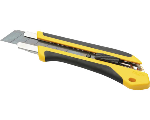 Olfa Messer XH-AL/HBB10 25 x 0,7 mm Gelber Olfa Cutter mit Abbrechklinge und ergonomischem schwarzem Griff.