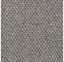 Gros plan d'une moquette grise avec une structure bouclée dense.