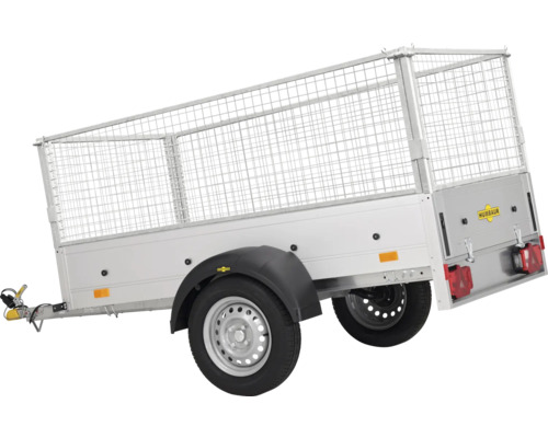 Humbaur Pkw-Anhänger mit Gitteraufsatz und verzinkten Bordwänden, einachsig