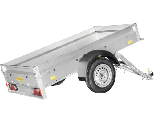 Remorque Humbaur avec fonction de basculement, un essieu en acier galvanisé.